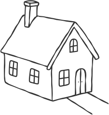 煙突のある一戸建て住宅のイラスト
